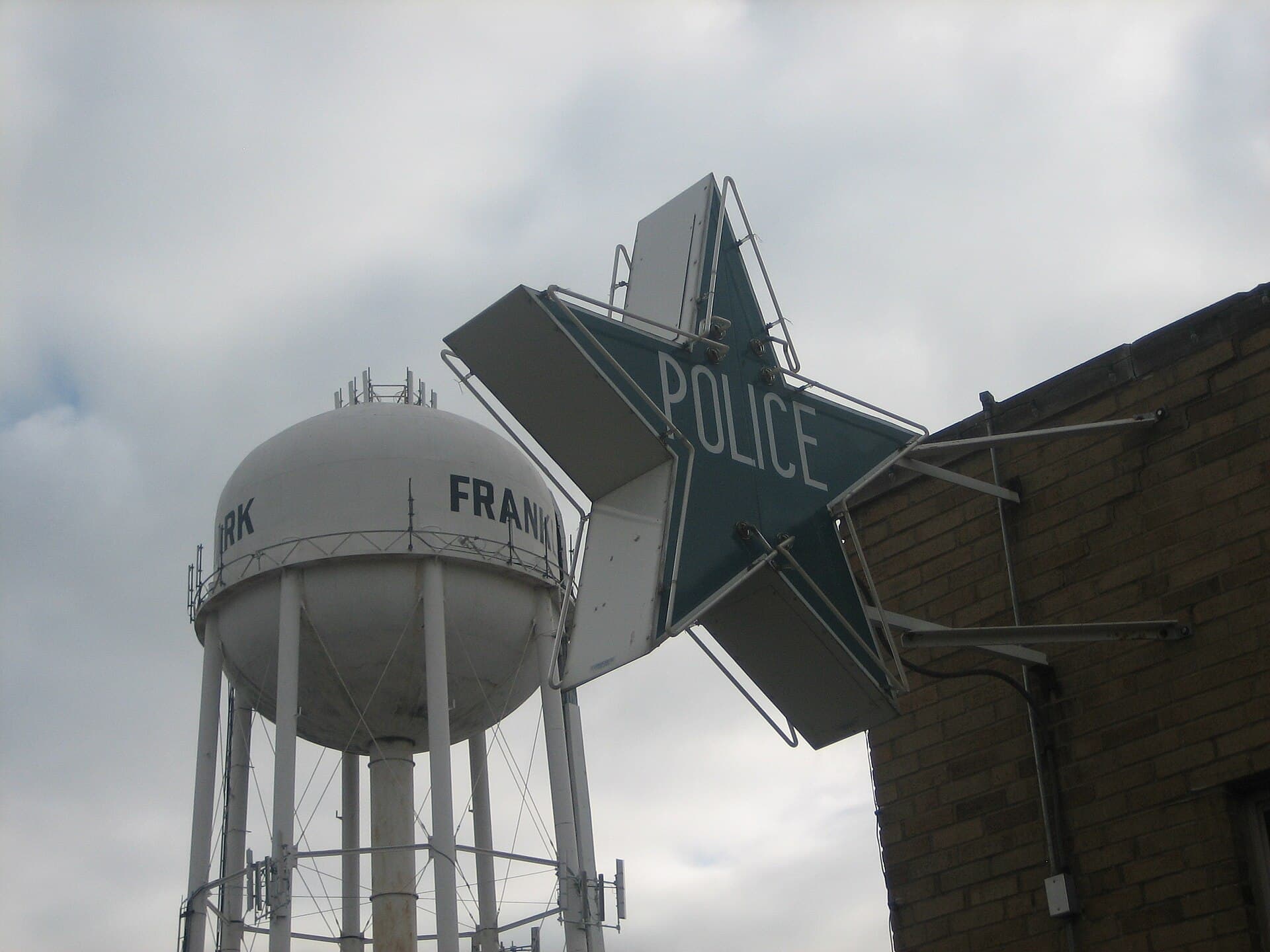 The Franklin Park police station and water tower